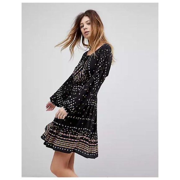 014 FREE PEOPLE Coryn Long Sleeve Mini Dress sz 6 Women's - Picture 8 of 16